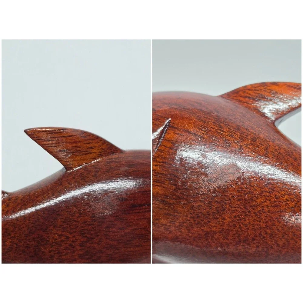 Piranha Vintage Hand Carved Wooden Figurine With Real Teeth